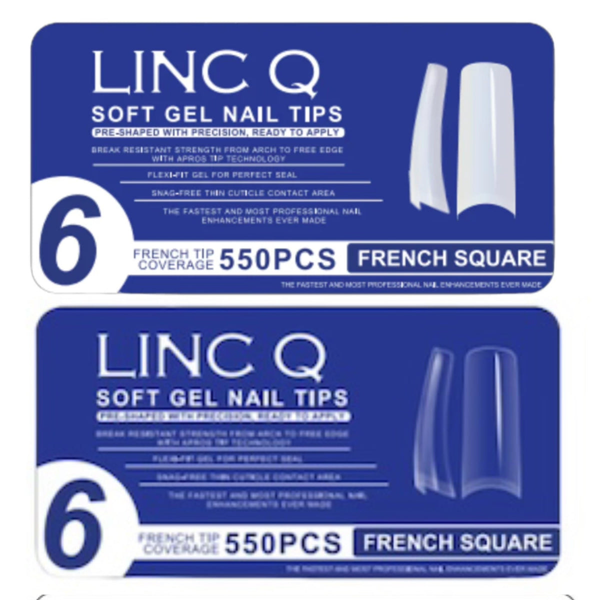 #6 Soft Gel Nail Tips French Square 550PCS