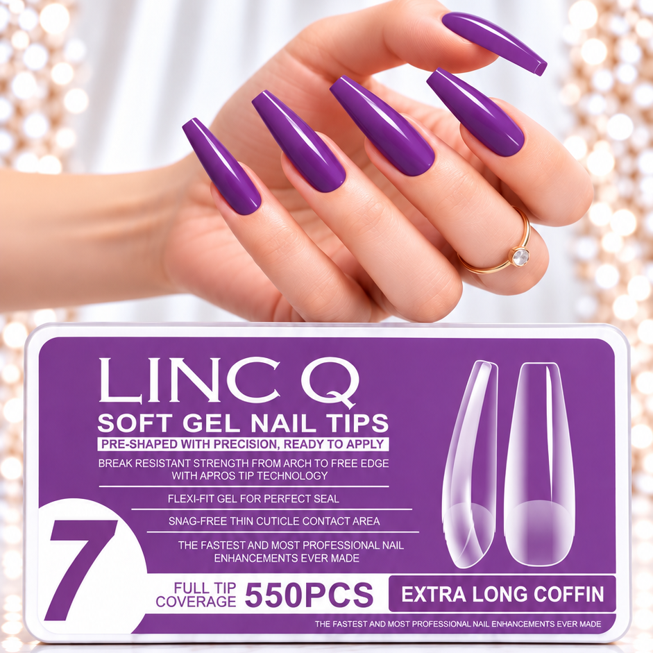 #7 Soft Gel Nail Tips Extra Long Coffin 550PCS