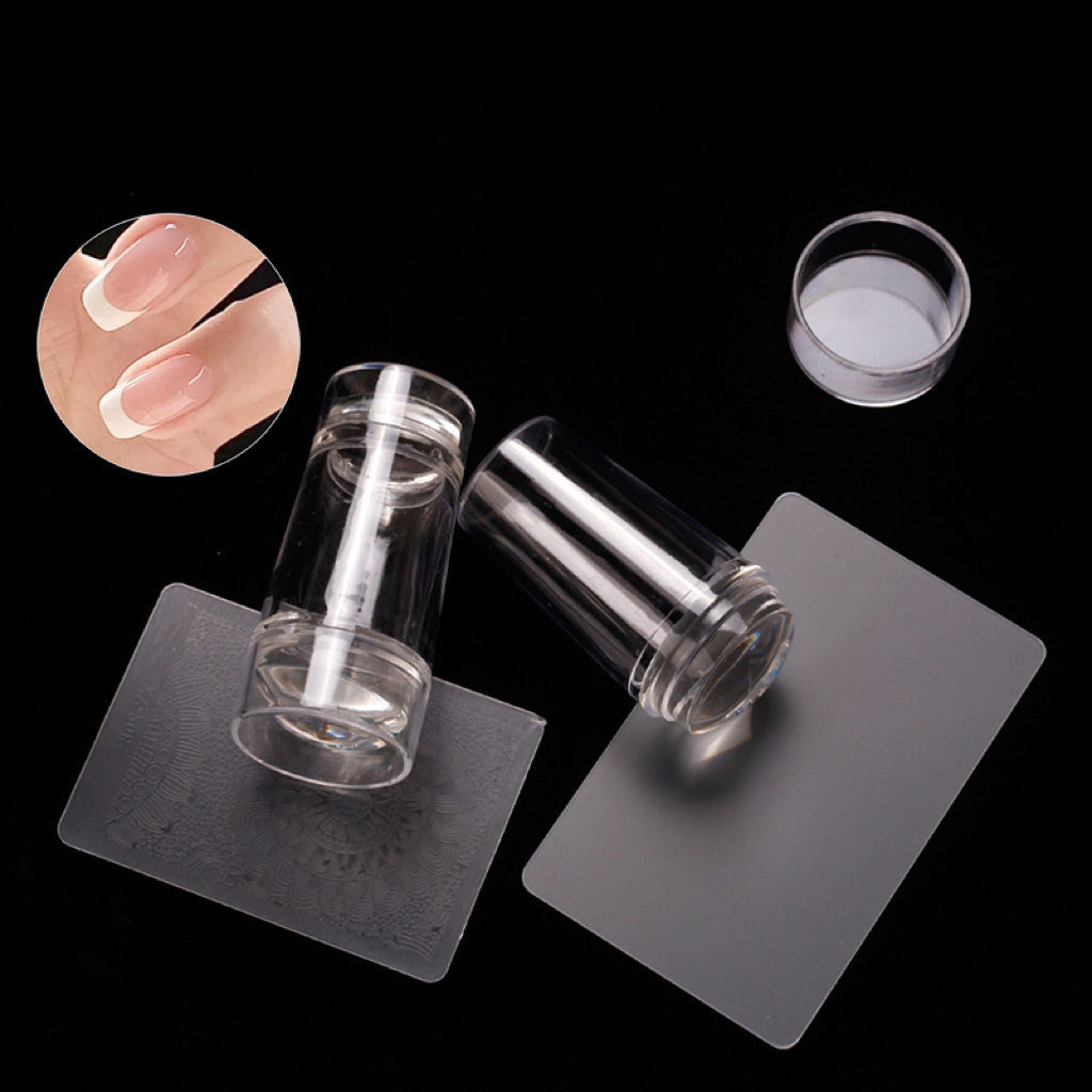 1 Set / DIY Manicure Scraper Jelly Nail Art Stamper Double Head Nail Stamper Silicone Head Manicure Printing Tool Polish Transfer Template Kits