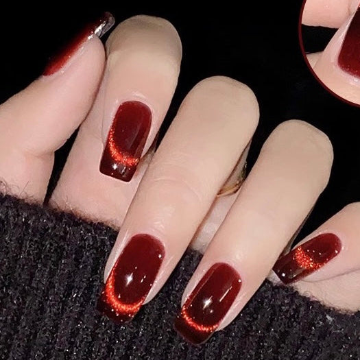 Nail cat eye gel polish red agate color
