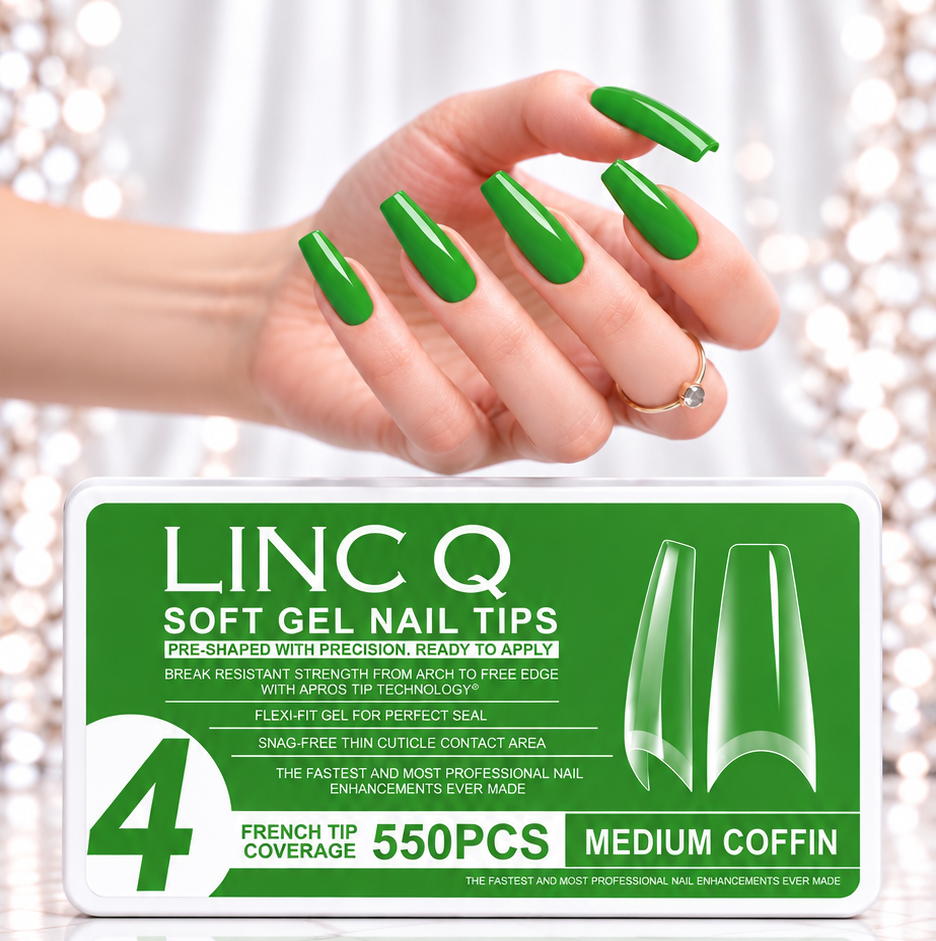 #4 Soft Gel Nail Tips Medium Coffin 550PCS