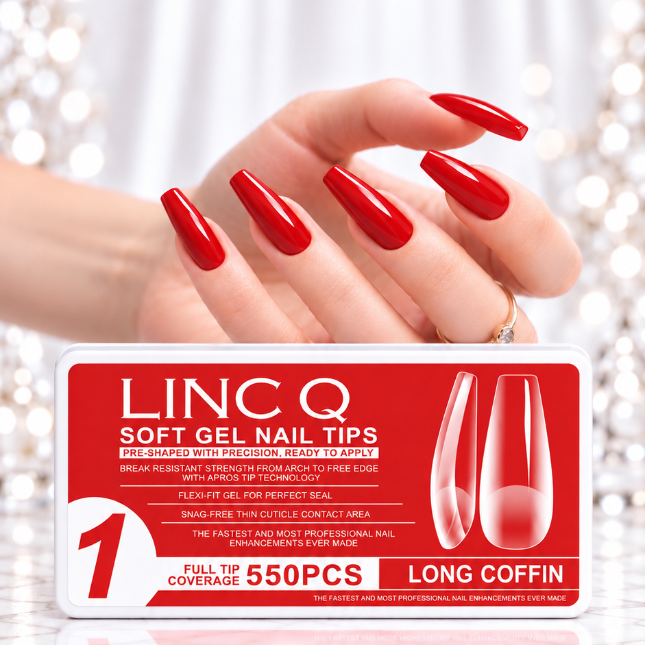 #1 Soft Gel Nail Tips Long Coffin 550PCS