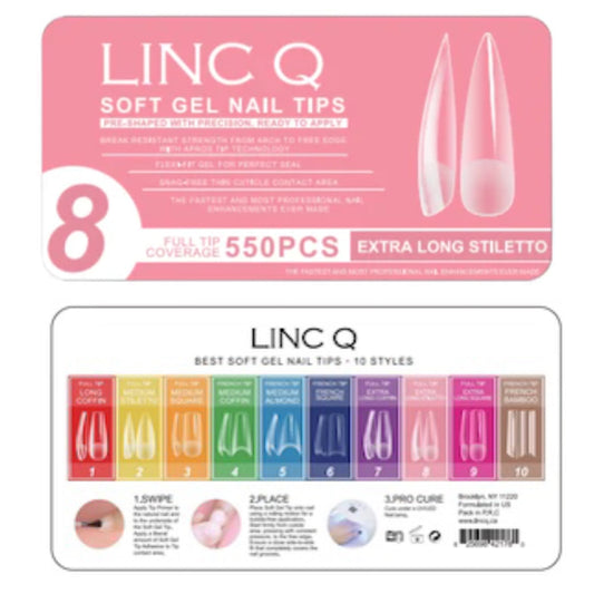 #8 / Soft Gel Nail Tips Extra Long Stiletto 550PCS