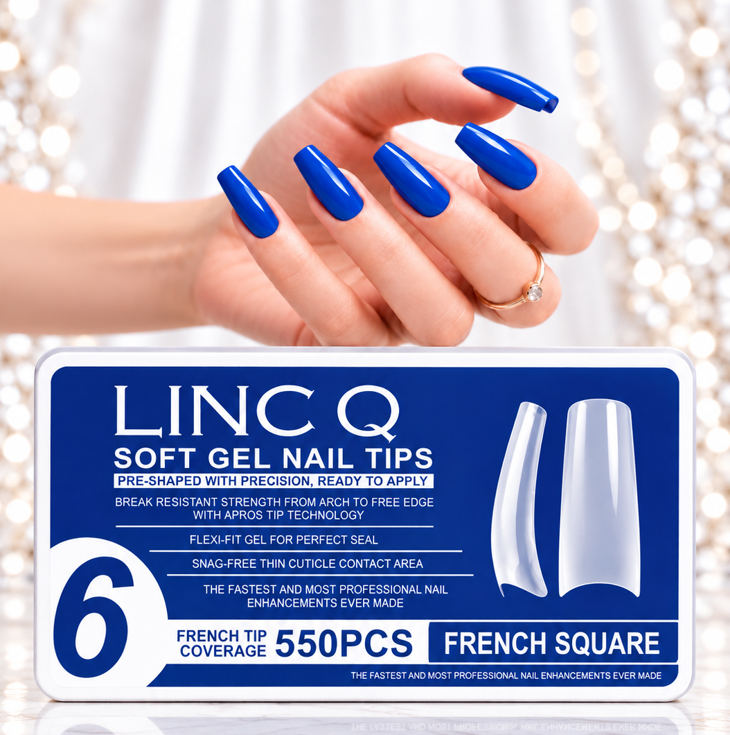 #6 Soft Gel Nail Tips French Square 550PCS