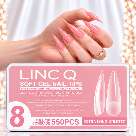 #8 / Soft Gel Nail Tips Extra Long Stiletto 550PCS