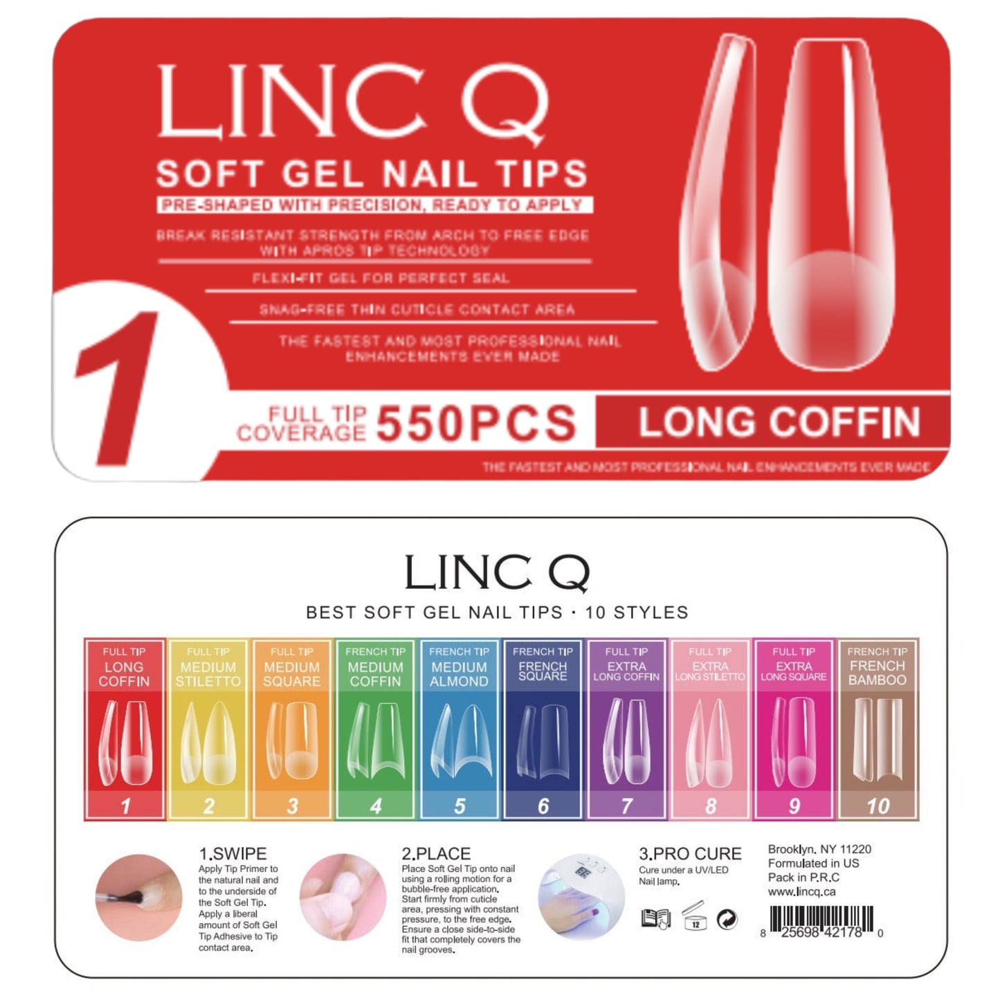 #1 Soft Gel Nail Tips Long Coffin 550PCS