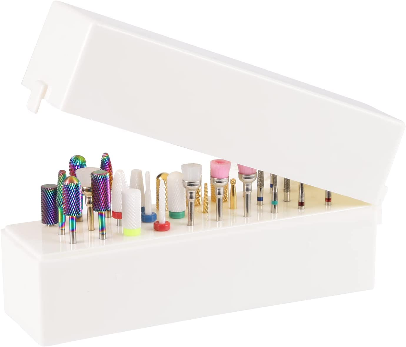 Nail Drill Bits Holder, 30 Holes Dustproof Efile Bit Organizer Case Container