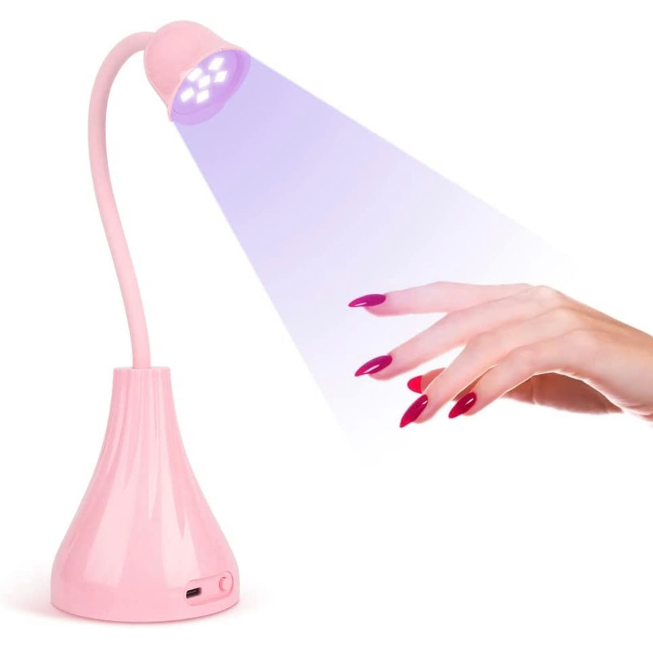 LED UV Nail Lamp, Mini Lotus Hands Free Light Rotatable Nail Dryer Quick Dry Nail Polish Curing Lamp Gooseneck Flash Cure Light for Home DIY & Salon Manicure Decor