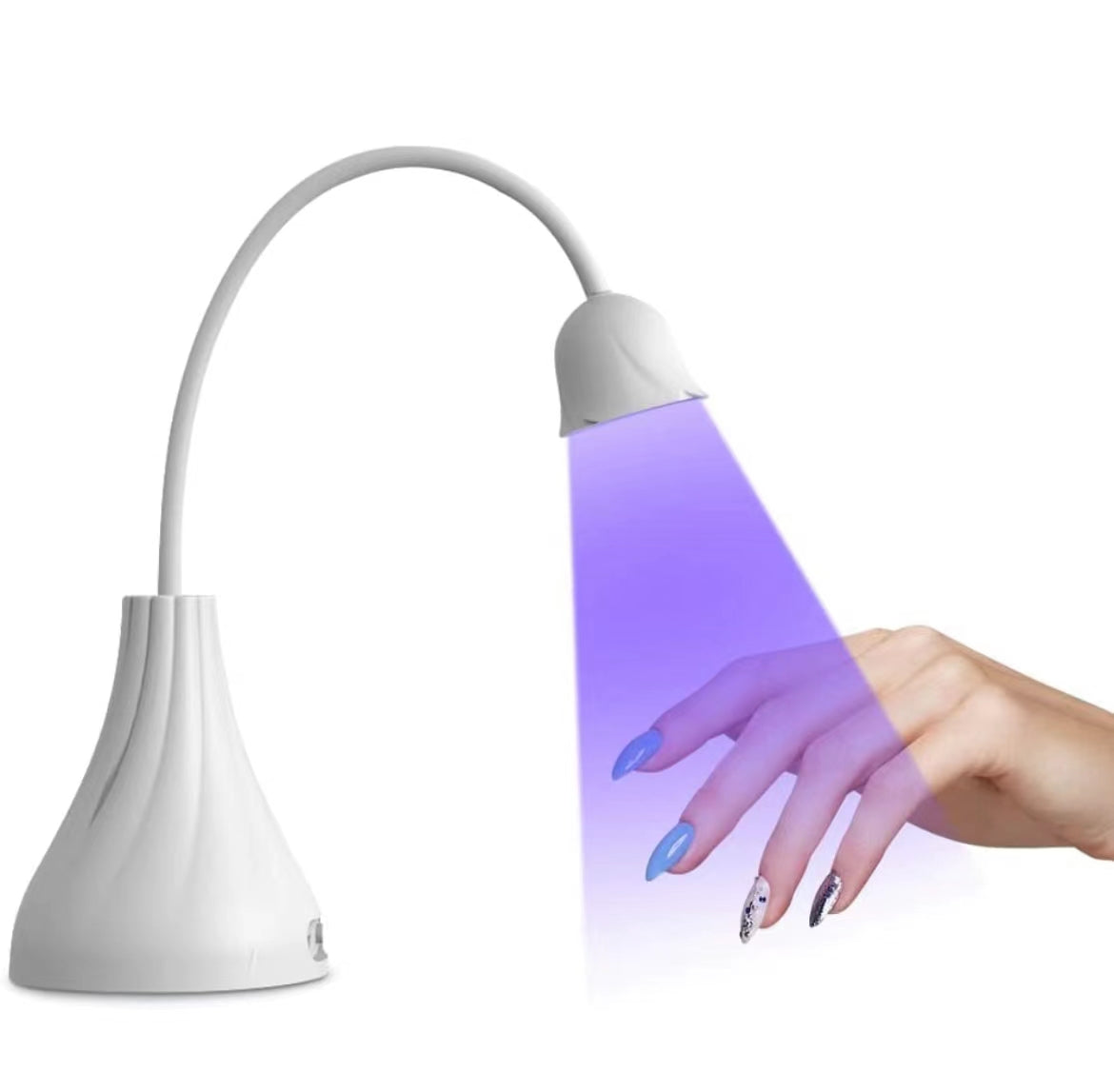 LED UV Nail Lamp, Mini Lotus Hands Free Light Rotatable Nail Dryer Quick Dry Nail Polish Curing Lamp Gooseneck Flash Cure Light for Home DIY & Salon Manicure Decor