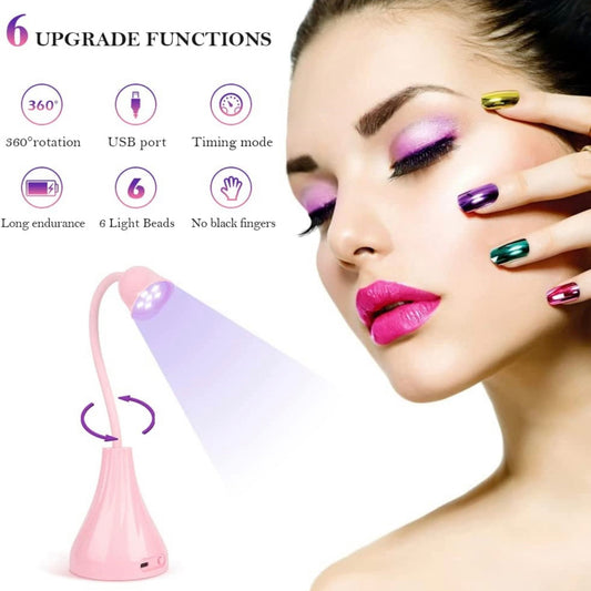 LED UV Nail Lamp, Mini Lotus Hands Free Light Rotatable Nail Dryer Quick Dry Nail Polish Curing Lamp Gooseneck Flash Cure Light for Home DIY & Salon Manicure Decor