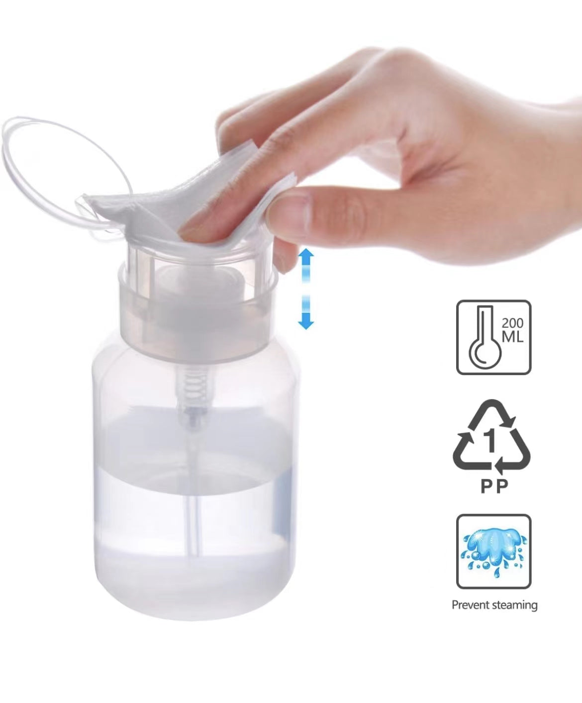 220ml Clear Bottle 1 PCS Push Down Empty Lockable Pump Dispenser Bottle for Nail Polish and Makeup Remover
