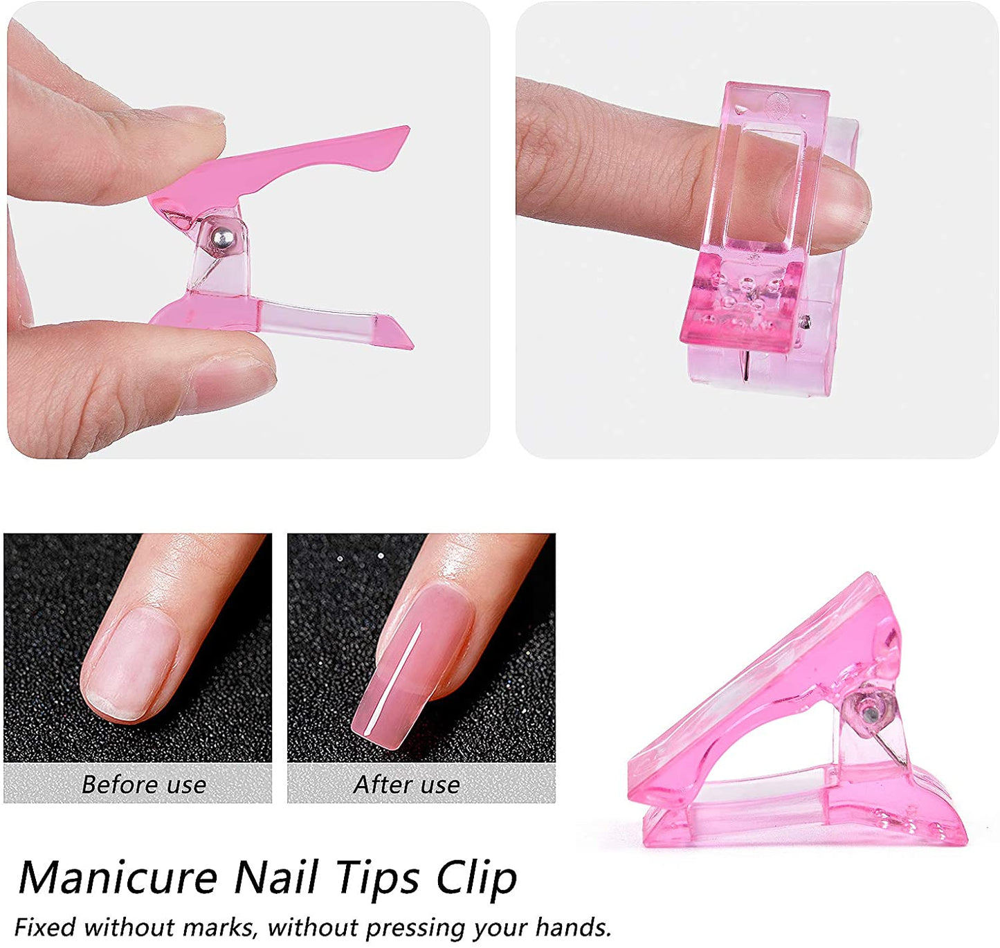 【Free】Pro Nail Tips Clip Finger Poly Quick Building Gel Extension Nail Art Manicure Tool
